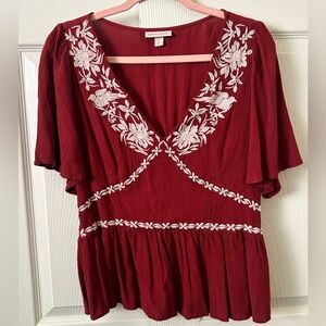 Knox Rose Rusty red with White Embroidery xl